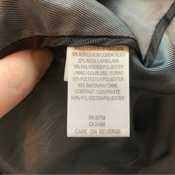 BCBGMAXAZRIA Wool Blend Black  Pea Coat Woven Fold Over High Neck XXS - Picture 4 of 10